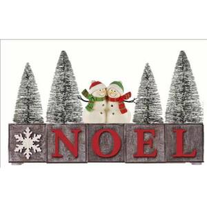 9.5 in. Christmas Battery Operated Lighted Wooden Blocks Noel with Built-In Time