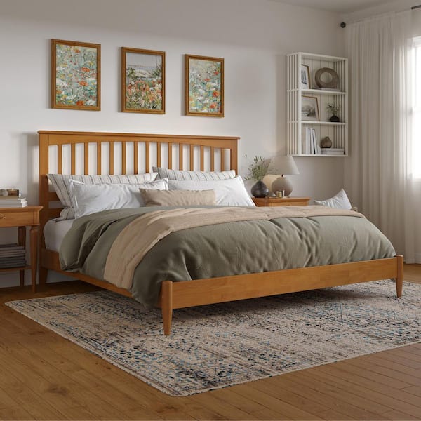 AFI Becket Light Toffee Natural Bronze Solid Wood Frame King Low Profile Platform Bed