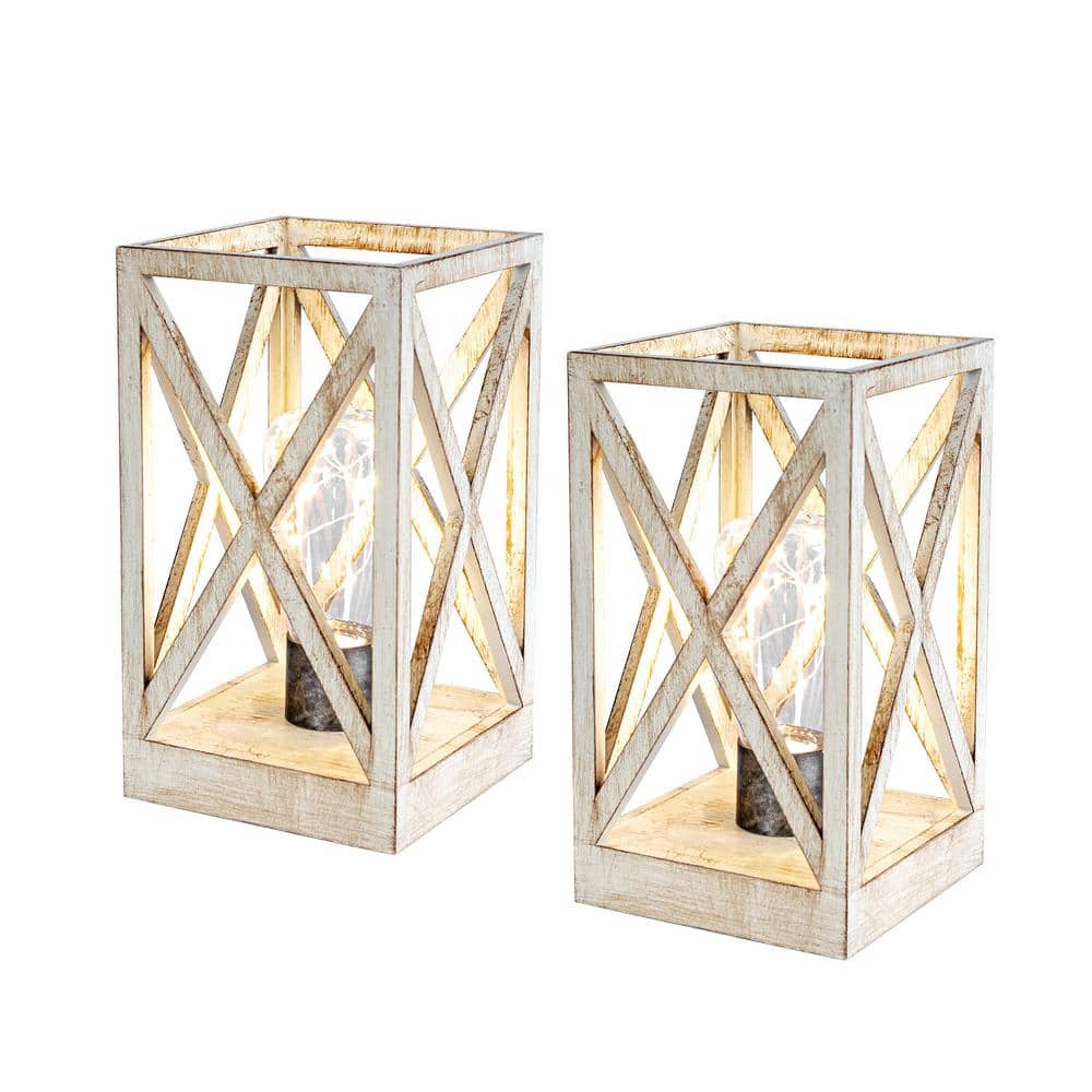 8.9 in. 2-Pack Retro Battery Powered Indoor Table Lamps, White Finish price history on PriceWatchPro