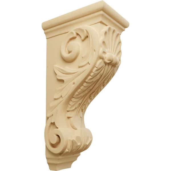 Ekena Millwork 7 in. x 5 in. x 14 in. Unfinished Wood Alder Large Shell Corbel