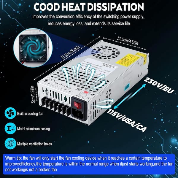 YICHUHAOXI 600W 24V 25A DC Switching Power Supply AC 110V/220V to