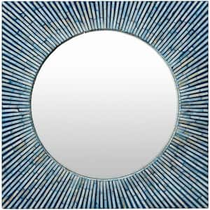 Medium Square Blue Modern Mirror (24 in. H x 24 in. W)