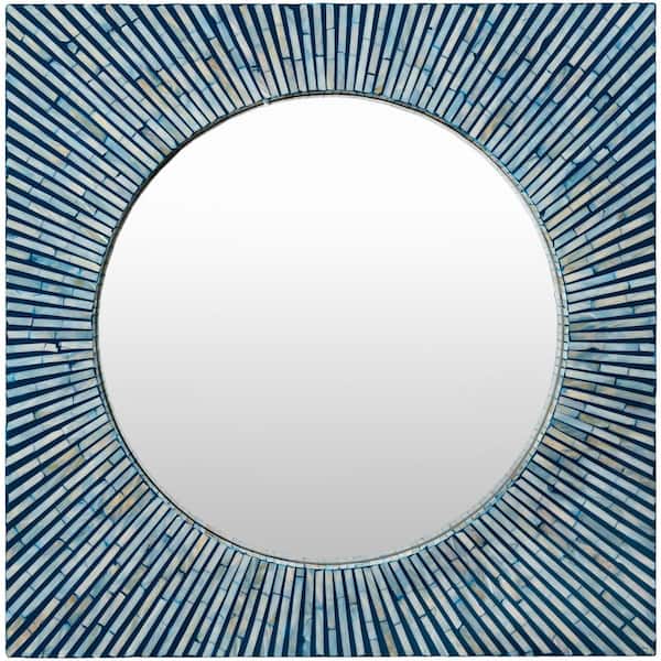 Livabliss Medium Square Blue Modern Mirror (24 in. H x 24 in. W)