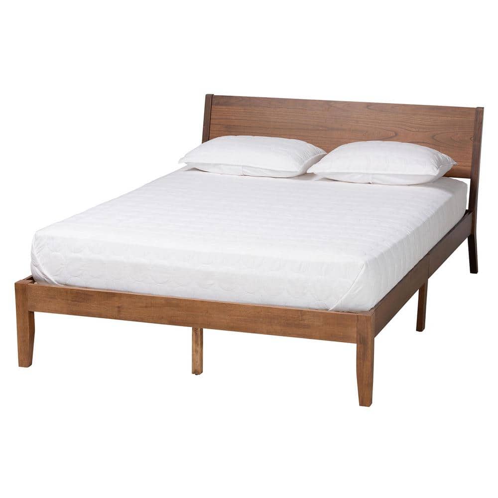 Salvatore Walnut Brown Wood Frame Queen Platform Bed