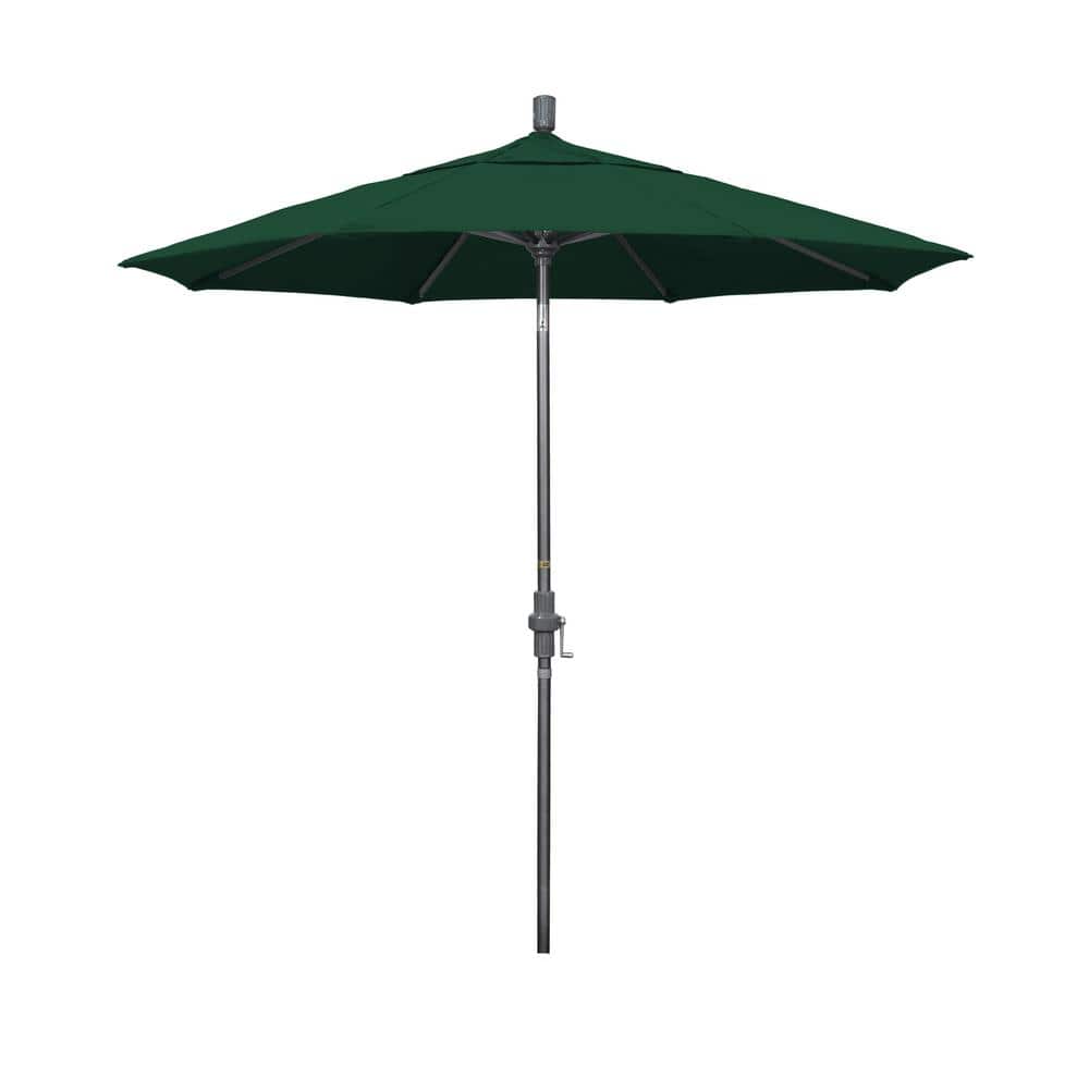 7.5 ft. Hammertone Grey Aluminum Market Patio Umbrella Collar Tilt Crank Lift in Forest Green Sunbrella price history on PriceWatchPro