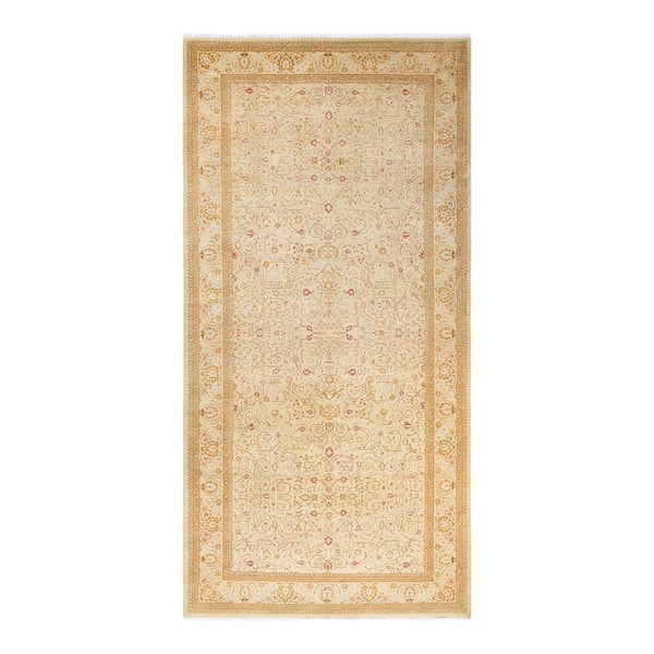 Mogul Ivory 6 x 13 Oriental Wool Indoor Runner Rug