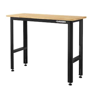 4 ft. Solid Wood Top Workbench in Black