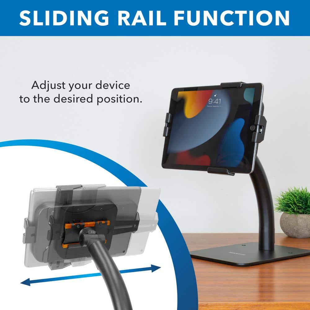 Black Adjustable Anti-Theft Tablet Countertop Kiosk Stand