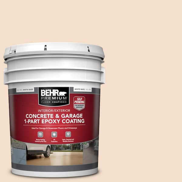 BEHR PREMIUM 5 gal. #S250-1 Macaroon Cream Self-Priming 1-Part Epoxy Satin Interior/Exterior Concrete and Garage Floor Paint