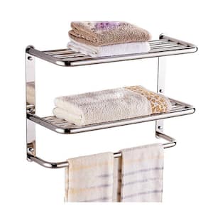 24 in. 3-Tier Wall-Mounted 304 Stainless Steel Towel Rack with Towel Bars in Polished