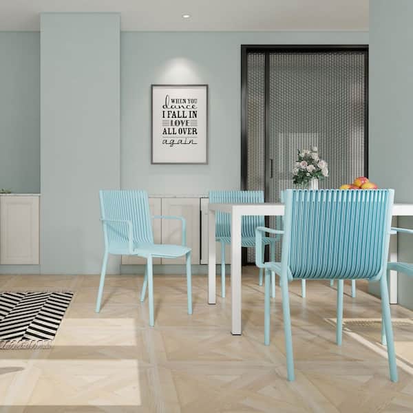 Light Blue Stackable All-Weather Polypropylene Outdoor Lounge Chair (Set of 4)
