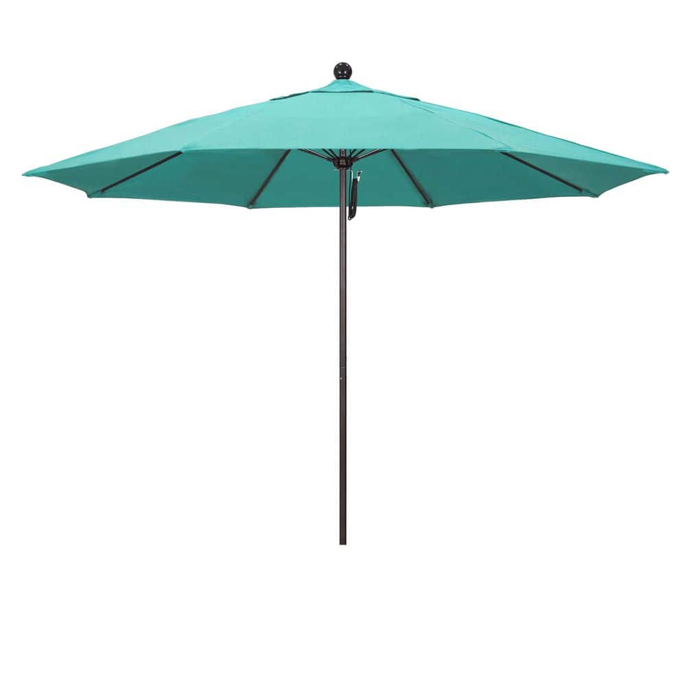 11 ft. Bronze Aluminum Market Patio Umbrella with Fiberglass Ribs Pulley Lift in Aruba Sunbrella price history on PriceWatchPro