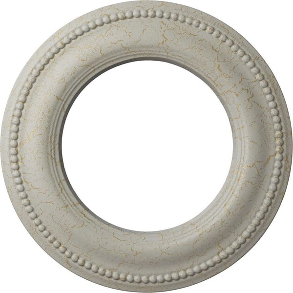 Ekena Millwork 3/4 in. x 13 in. x 13 in. Polyurethane Bradford Classic Ceiling Medallion, Pot of Cream Crackle