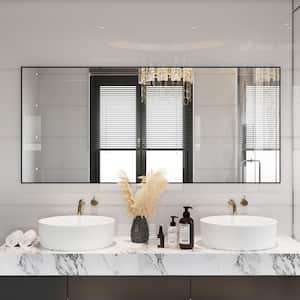 72 in. W x 32 in. H Rectangle Aluminum Alloy Framed Wall Mounted Bathroom Vanity Accent Mirror in Black