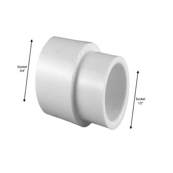 Charlotte Pipe 3 4 In X 1 2 In Pvc Schedule 40 Degree S X S Reducer Coupling Pvc 3400hd The Home Depot