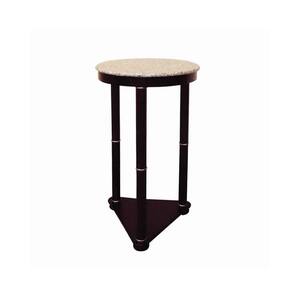 26 in. H Cherry Brown Round Faux Marble Top Wooden End Table with Bottom Shelf