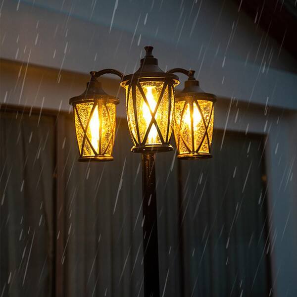 LUTEC 3-Light Black Cast Aluminum Hardwired Outdoor Weather
