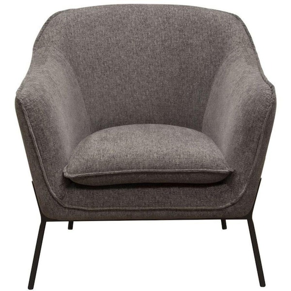 Benjara Gray and Black Polyester Accent Chair with Splayed Metal Legs