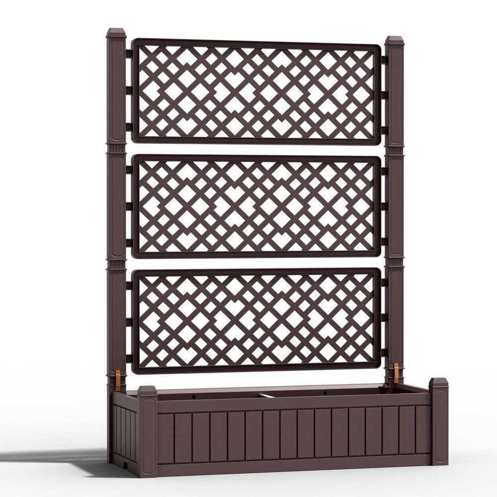"58"" Tall Resin Raised Garden Bed with Trellis, Brown" price history on PriceWatchPro