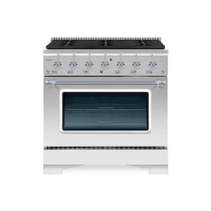 CLASSICO 36 in. 6 Burner Dual Fuel Range with Gas Stove and Electric Oven Stainless steel with Chrome Trim
