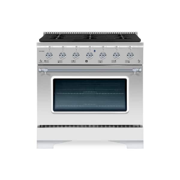 Hallman CLASSICO 36 in. 6 Burner Dual Fuel Range with Gas Stove and Electric Oven Stainless steel with Chrome Trim