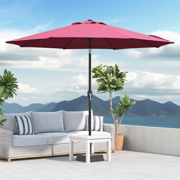9 ft. Steel Market Crank and Tilt Patio Umbrella in Burgundy