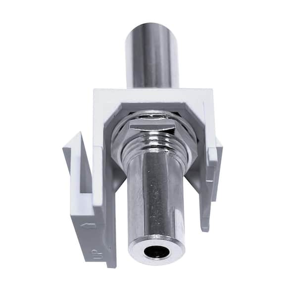 3.5 mm Silver F/F Feed-Through Snap-In Keystone Jack Insert - White
