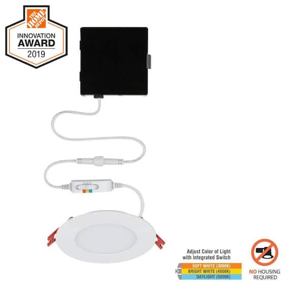 Commercial Electric Ultra Slim 4 in. New Construction and Remodel Color Selectable Canless LED Recessed Kit