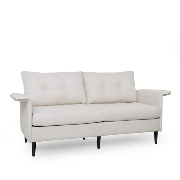 Noble House Ocilla 78 in. Beige and Dark Brown Polyester 3-Seats Sofa