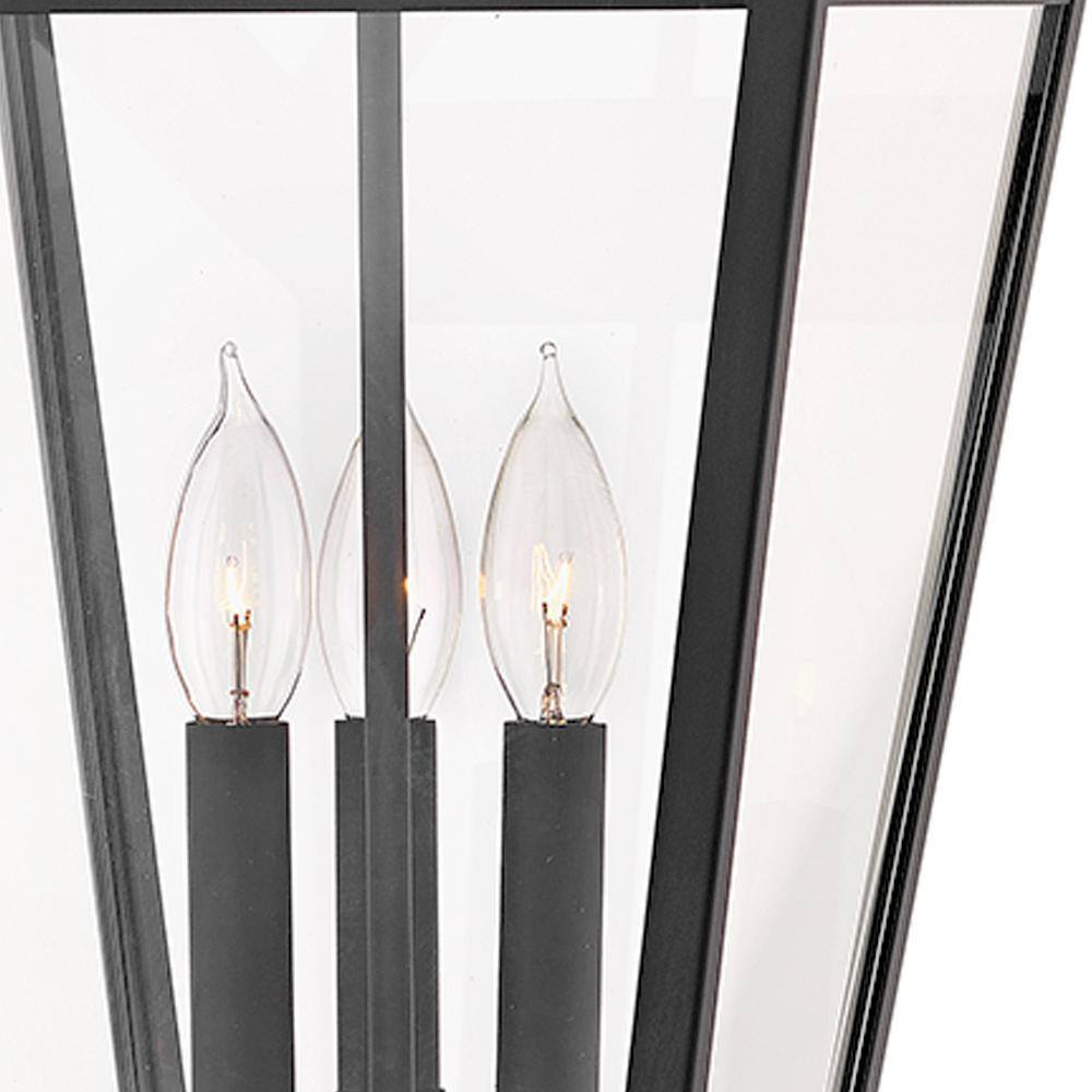 Museum Black 3-Light Outdoor Hanging Lantern with Clear Glass