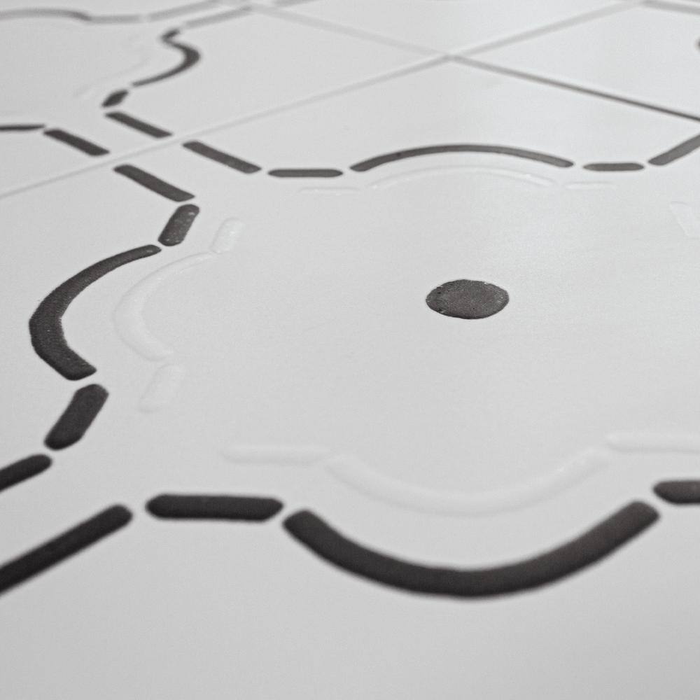 Kenzo 8" x 8" White and Black Porcelain Patterned Tile