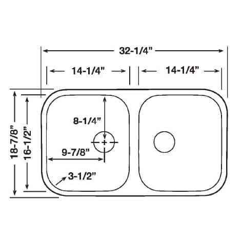 32-1/2 in. 50/50 Low Divider Stainless Steel Kitchen Sink & Low Profile  Faucet - Bed Bath & Beyond - 20631604