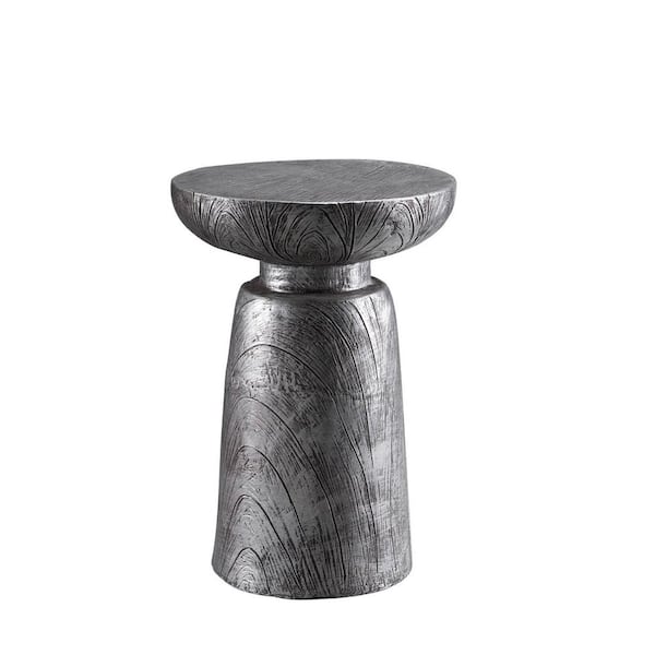 Unbranded Chalice 13.75 in. x 20 in. Silver Round Stone Outdoor Accent Table