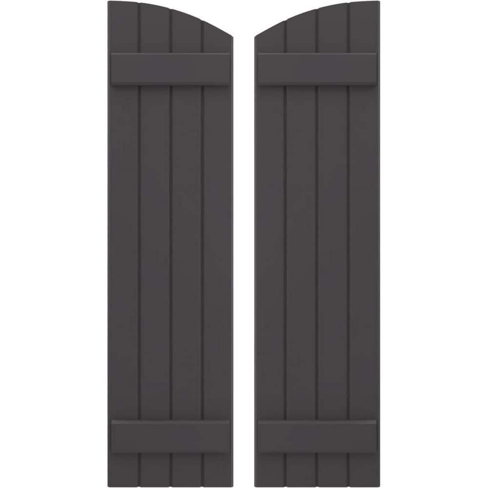 14-in W x 66-in H Americraft Exterior Real Wood Joined Board and Batten Shutters w/Elliptical Top Shadow Mountain price history on PriceWatchPro