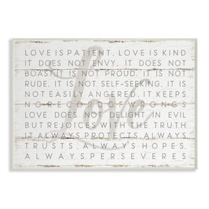 10 in. x 15 in. "Love Is Patient Grey on White Planked Look" by Jennifer Pugh Wood Wall Art