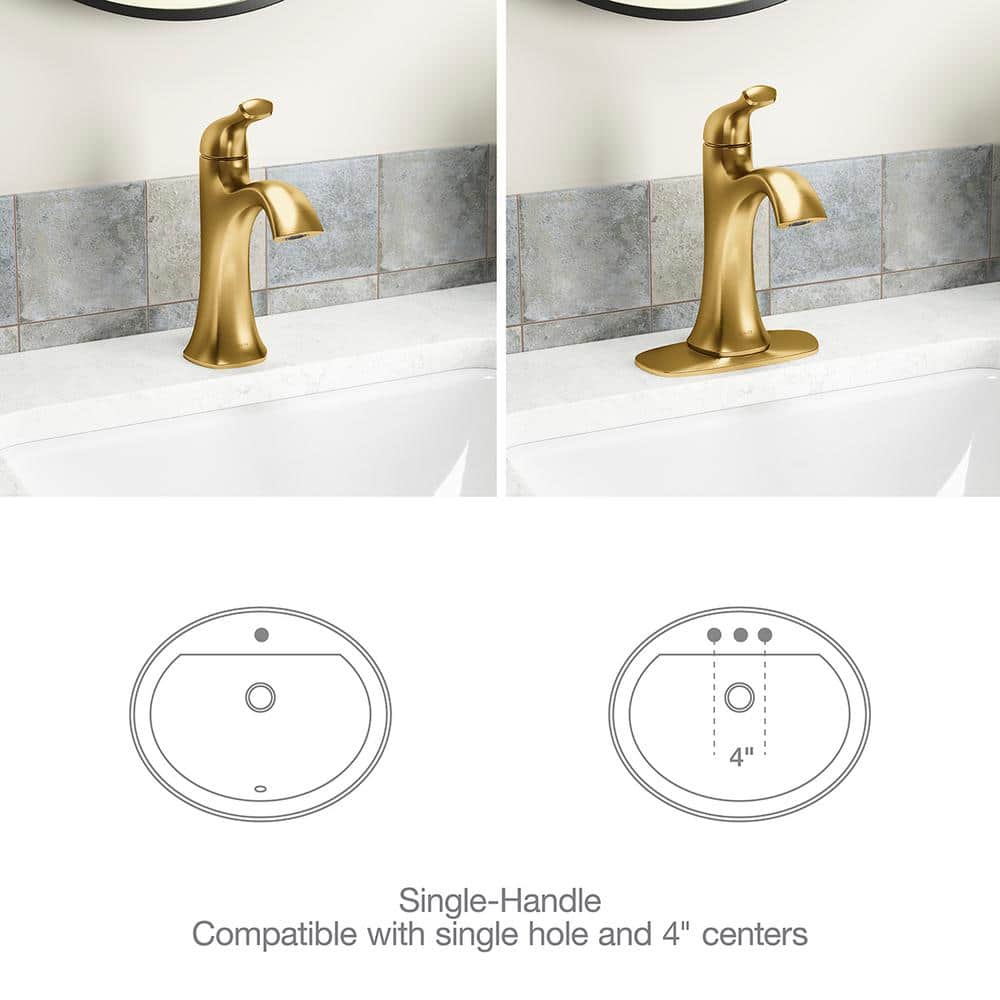Vibrant Brushed Moderne Brass Single Handle Bathroom Faucet