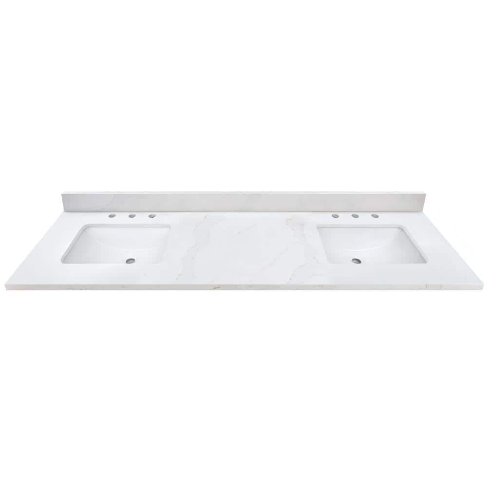 Avanity 73 in. W x 22 in. D Quartz White Rectangular Double Sink