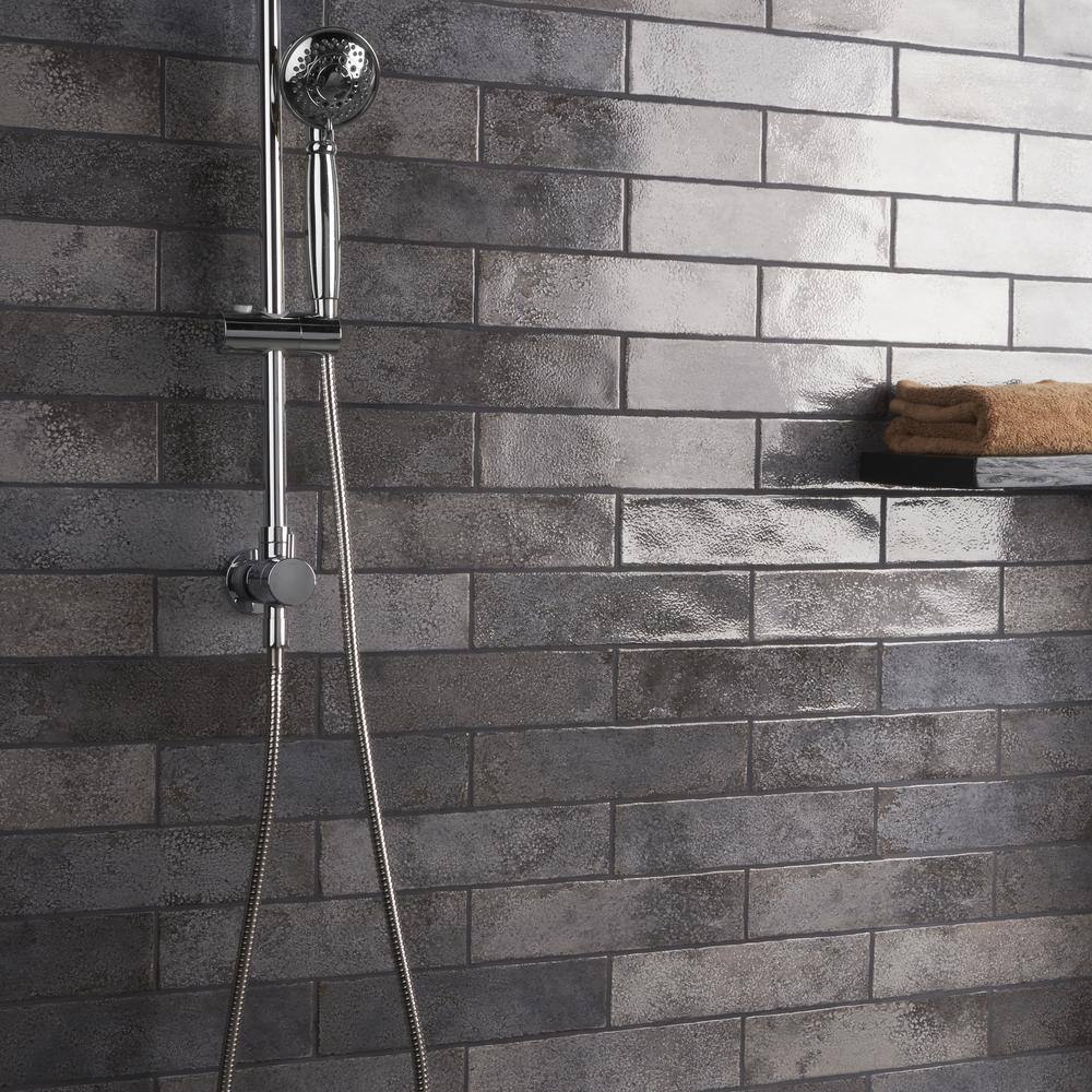 Vandalay Polished Gray 3x12 Industrial Subway Tile