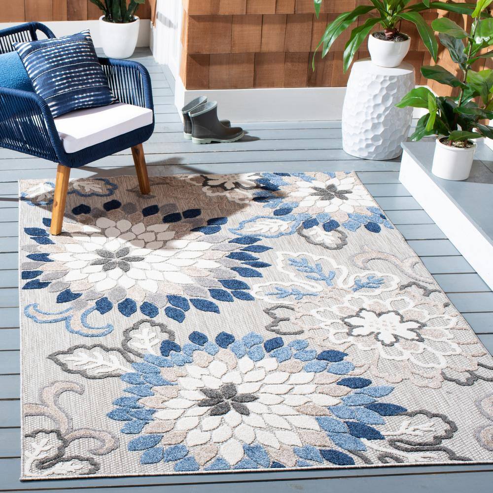 Ivory and Orange Floral Synthetic Rectangular Area Rug