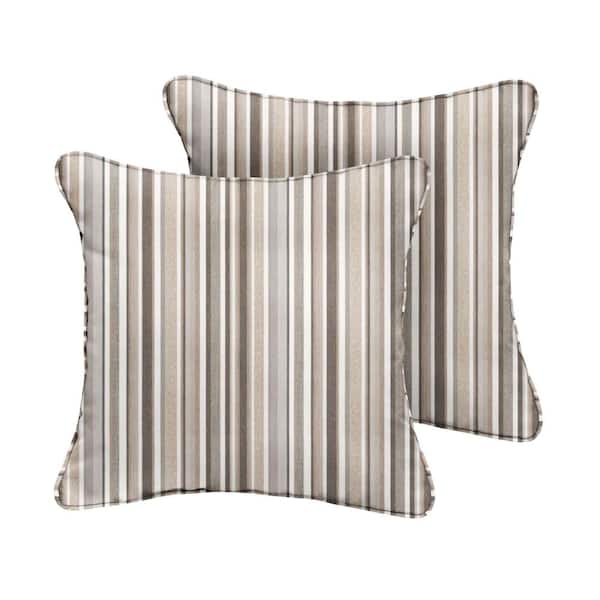 SORRA HOME Sunbrella Highlight Linen Square Indoor/Outdoor Corded Throw Pillow (2-Pack)