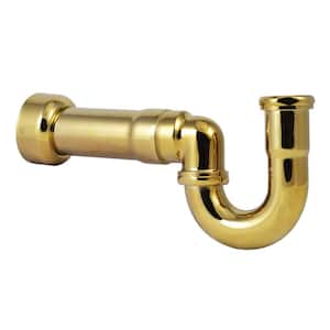 1-1/2'' Brass New England Style P-Trap with High Box Flange, Polished Brass