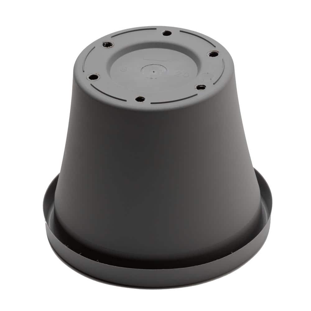 Charcoal Gray Round Resin Planter with Drainage Holes