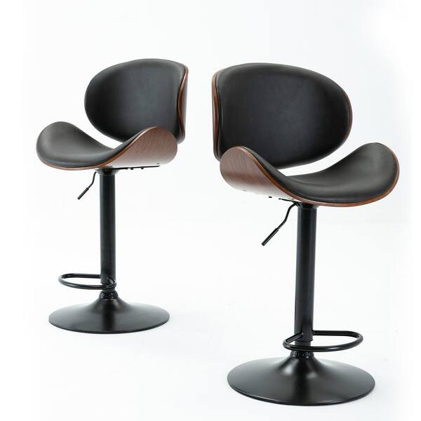 mieres Mid-Century Style 46 in. Dark Espresso Low Back Steel Frame Height Adjustable Bar Stool (Set of 2)