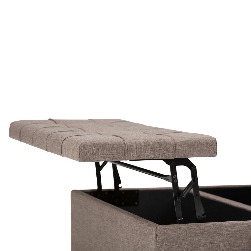 Fawn Brown Linen Tufted 36" Square Storage Ottoman