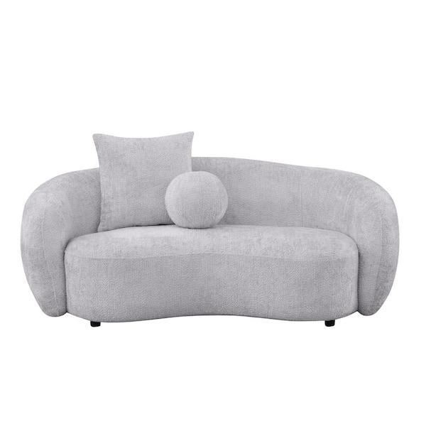 Tana 41 in W. Light Grey Color Teddy Boucle Fabric Seats Up to 2 Loveseat