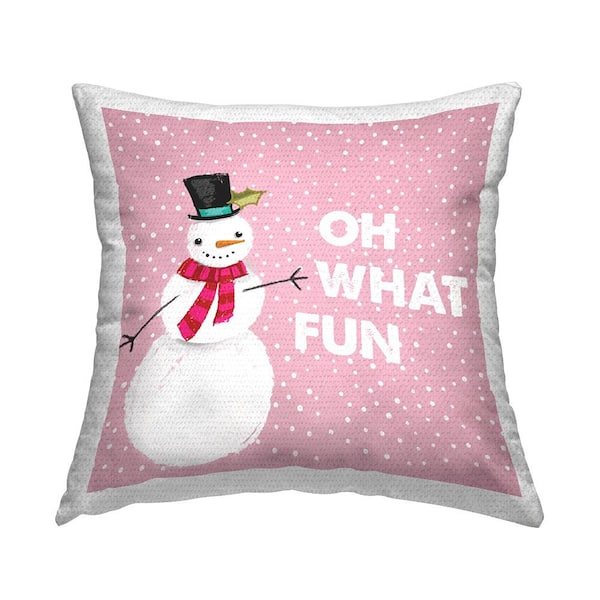 Stupell Industries Oh What Fun Winter Snowman Pink Square Outdoor