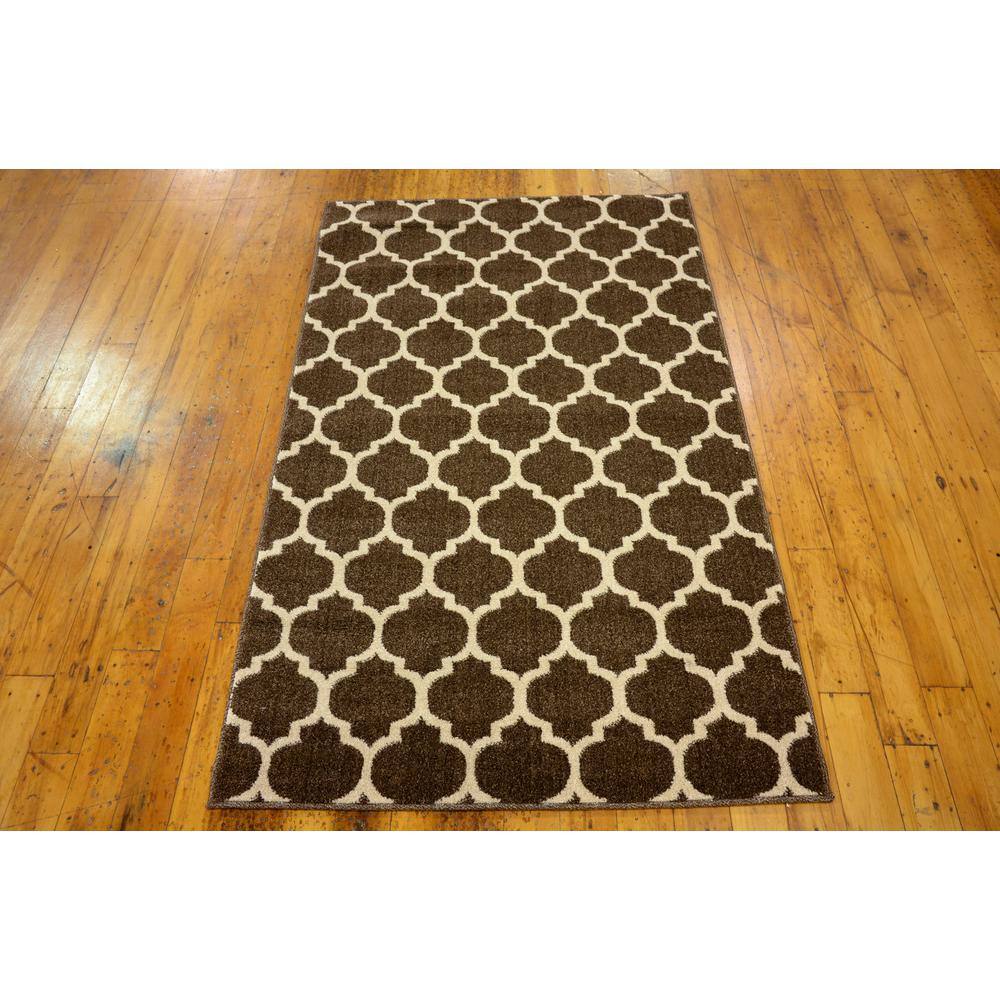 Chocolate Brown & Beige Trellis Reversible Washable Rug