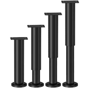 4-Piece Black Metal Bed Replacement Legs with Adjustable Height from 7.08 in. to 12.2 in. for Bed Sofa and Table