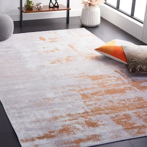Tacoma Gray/Rust 6 ft. x 6 ft. Machine Washable Abstract Distressed Gradient Square Area Rug