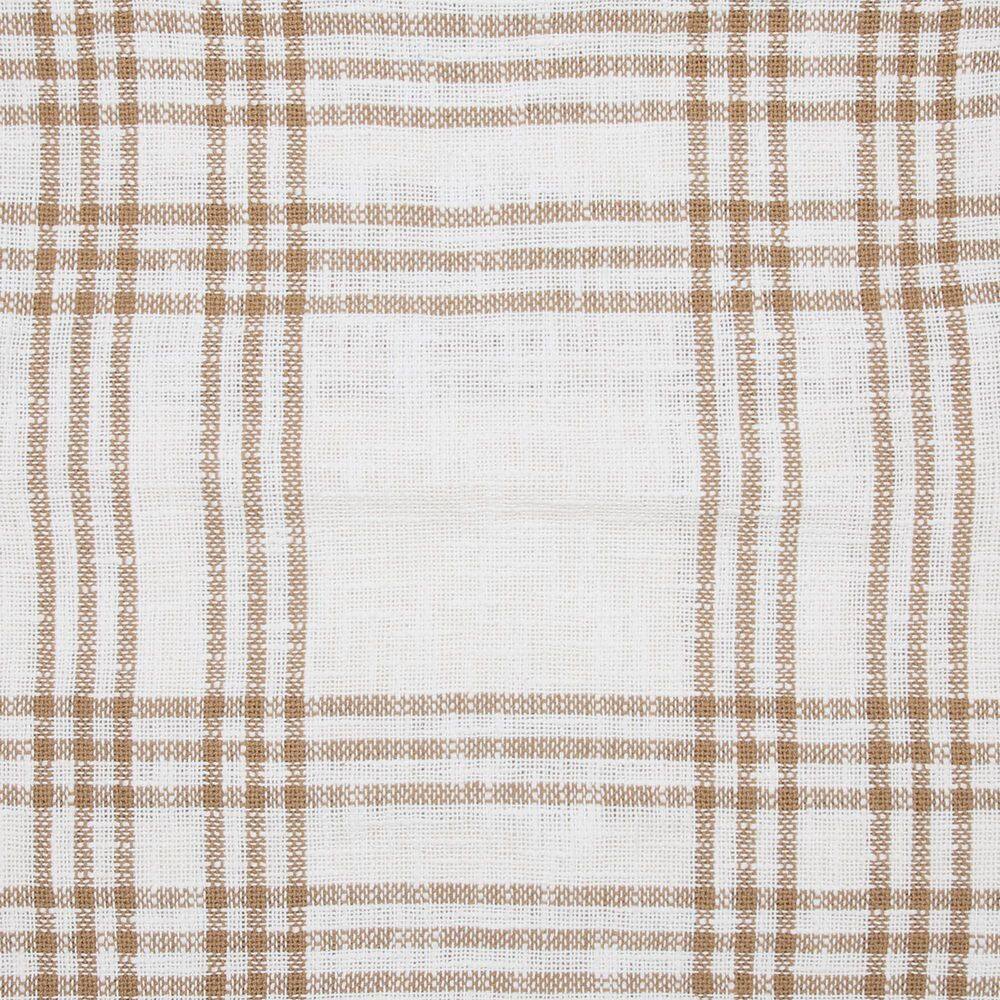 Golden Tan and Soft White Plaid Cotton Valance, 60" Width